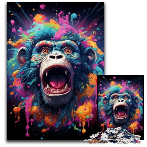 Puzzle mit 1000 Teilen für Erwachsene Malerei Kunst AFFE Holzpuzzle entspannende Unterhaltung Heimdekoration 1000 Teile (75 x 50 cm) von CYSEHKRBL