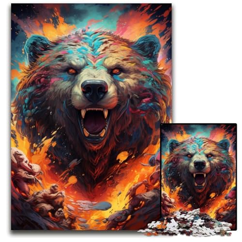 Puzzle mit 1000 Teilen für Erwachsene gewalttätiger bunter Bär Denksportspiel für Teenager 1000 Teile (75x50cm) von CYSEHKRBL
