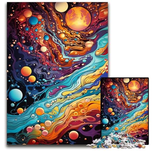 Puzzle mit 1000 Teilen für Erwachsene psychedelische Farbkunst Holzpuzzles perfekt als Geburtstags- Weihnachts 1000 PCS (75 x 50 cm) von CYSEHKRBL