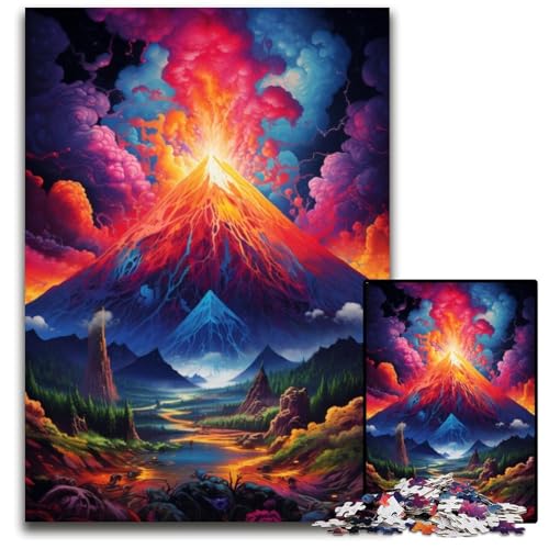 Puzzle mit 1000 Teilen zum Thema Der psychedelische Vulkan ist ausgebrochen für Erwachsene anspruchsvolle Denksportaufgabe Familienaktivität Heimdekoration 1000 Teile (38x26cm) von CYSEHKRBL