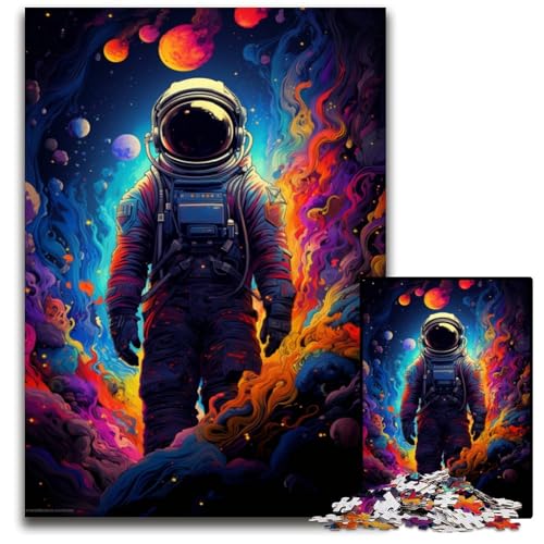 Puzzles für 1000 Teile Malerei Farbe Astronaut Holzpuzzles perfekt für Familienspaß an Weihnachten Thanksgiving Geburtstagen und Ostern 1000 Teile (75 x 50 cm) von CYSEHKRBL