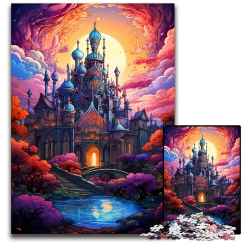 Puzzles zum Malen mit 1000 Teilen farbenfrohes Zauberschloss Holzpuzzle perfekt für Familienspaß an Weihnachten Thanksgiving Geburtstagen und Ostern 1000 Teile (75 x 50 cm) von CYSEHKRBL