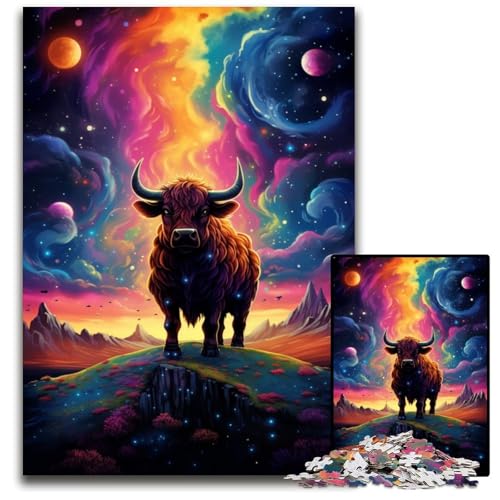 Symphony Cow 1000-teiliges Puzzle Holzpuzzle für Erwachsene für Reiseliebhaber und Paare anspruchsvolles Spielzeug 1000 Teile (75x50cm) von CYSEHKRBL