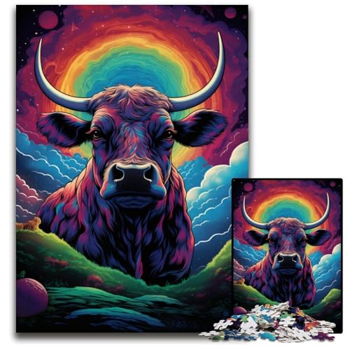 Symphony Cow 1000-teiliges Puzzle Papierpuzzle für Erwachsene für Reiseliebhaber und Paare anspruchsvolles Spielzeug 1000 Teile (38x26cm) von CYSEHKRBL