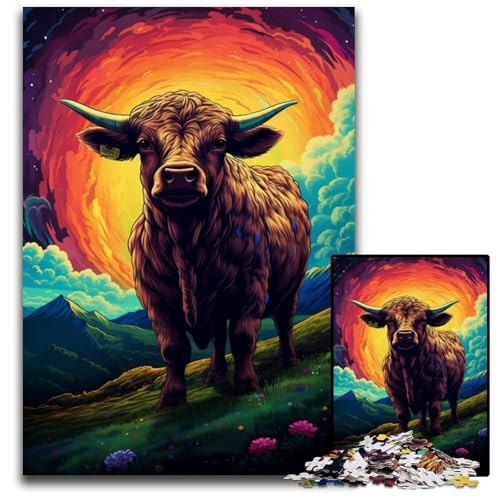Symphony Cow Puzzle 1000 Teile für Erwachsene anspruchsvolle Puzzles anspruchsvolles DIY-Denkspiel perfektes Familienspiel oder dekoratives Geschenk 1000 Teile (75x50cm) von CYSEHKRBL