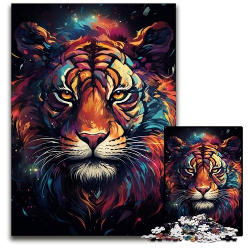 Tiger_Spirit_colorf Puzzle 1000 Teile schwierige Puzzles für Erwachsene hochschwieriges Denkspiel für Teenager 1000 Teile (38x26cm) von CYSEHKRBL