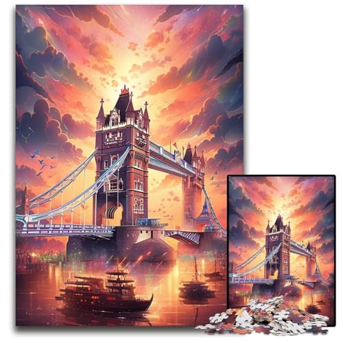 Tower Bridge England Puzzle 1000 Teile für Erwachsene Puzzle für Erwachsene für Reiseliebhaber und Paare Herausforderndes Spielzeug 1000 PCS (38x26cm) von CYSEHKRBL