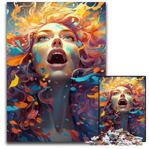 Trendy_Girl_Colorful 1000-teiliges Puzzle für Erwachsene. Puzzles für Erwachsene Weihnachten Halloween Ostern Neujahr. 1000 Teile (38x26cm) von CYSEHKRBL