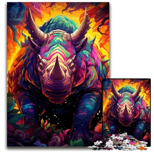 Triceratops_ Buntes 1000-teiliges Puzzle für Erwachsene Papierpuzzle Weihnachten Halloween Ostern Neujahr 1000 Teile (38x26cm) von CYSEHKRBL