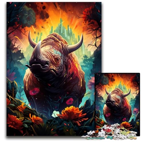 Triceratops_ Buntes 1000-teiliges Puzzle für Erwachsene. Puzzles für Erwachsene Weihnachten Halloween Ostern Neujahr. 1000 Teile (75x50cm) von CYSEHKRBL