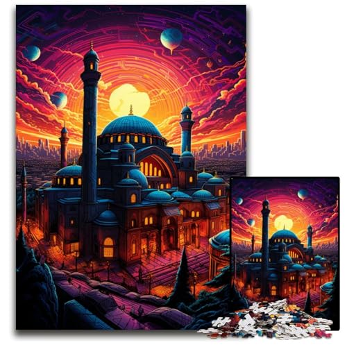Türkiye Hagia Sophia 1000-teiliges Puzzle für Erwachsene Holzpuzzle Weihnachten Halloween Ostern Neujahr 1000 Teile (75x50cm) von CYSEHKRBL