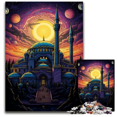 Türkiye Hagia Sophia 1000-teiliges Puzzle für Erwachsene. Puzzles für Erwachsene anspruchsvolles DIY-Dekorationsspiel interaktives Familienspielzeug 1000 Teile (38x26cm) von CYSEHKRBL