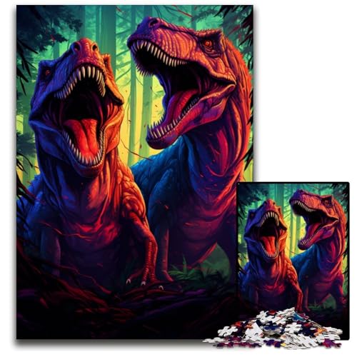 Tyrannosaurus Rex auf der Suche nach Beute Puzzle 1000 Teile für Erwachsene Puzzles für Erwachsene anspruchsvolle Denksportaufgabe Familienaktivität Heimdekoration 1000 PCS (75x50cm) von CYSEHKRBL