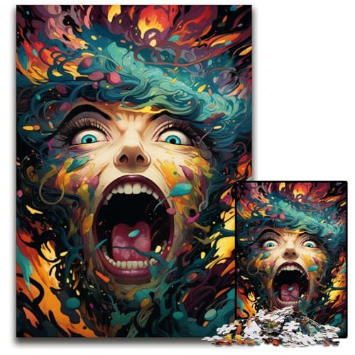Überraschte Frau Puzzle 1000 Teile für Erwachsene Puzzle für Erwachsene für Reiseliebhaber und Paare anspruchsvolles Spielzeug 1000 Teile (38x26cm) von CYSEHKRBL