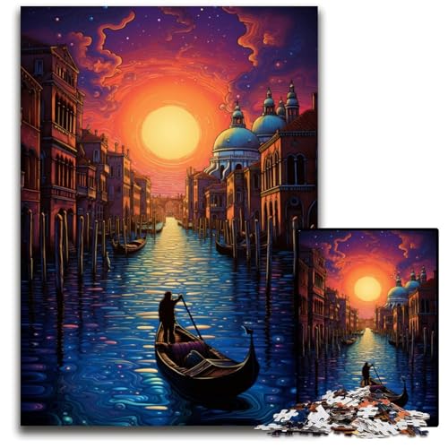 Venedig Italien 1000-teiliges Puzzle für Erwachsene Holzpuzzle Weihnachten Halloween Ostern Neujahr 1000 Teile (75x50cm) von CYSEHKRBL