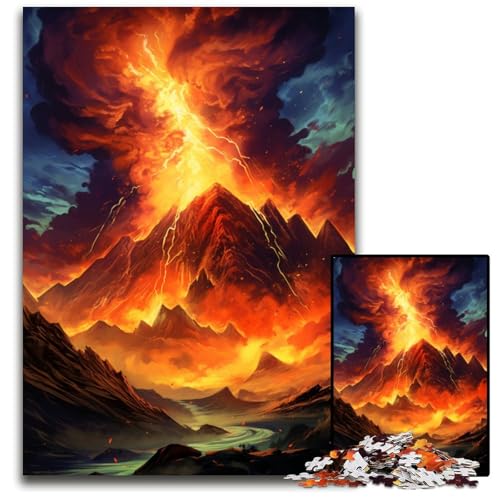 Vulkanausbrüche 1000-teiliges Puzzle für Erwachsene Holzpuzzle für Erwachsene perfekt für Teenager und Sammler ideale Heimdekoration und Reisegeschenk 1000 Teile (75x50cm) von CYSEHKRBL