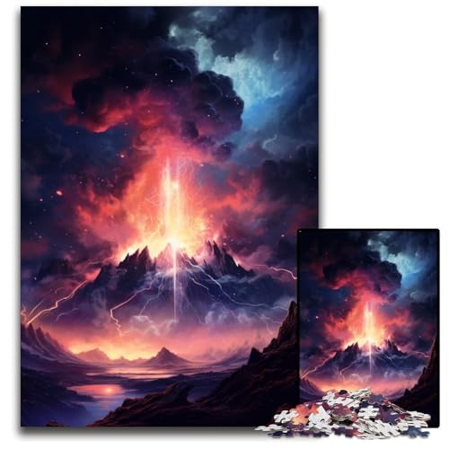Vulkanausbrüche-Puzzle für Erwachsene 1000-teiliges Holzpuzzle für Erwachsene zur Heimdekoration Gehirntraining 1000 Teile (75x50cm) von CYSEHKRBL