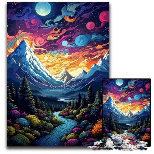 Wildblumenfelder unter den Bergen 1000-teiliges Puzzle für Erwachsene Papierpuzzle Familienaktivität Denksportaufgabe Heimdekoration 1000 Teile (38x26cm) von CYSEHKRBL