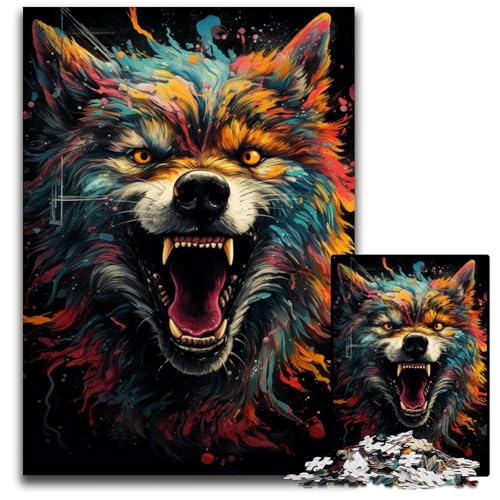 Wolf auf Weltraumhintergrund 1000-teiliges Puzzle für Erwachsene. Puzzles für Erwachsene. Entspannende Unterhaltung Heimdekoration. 1000 Teile (75x50cm) von CYSEHKRBL