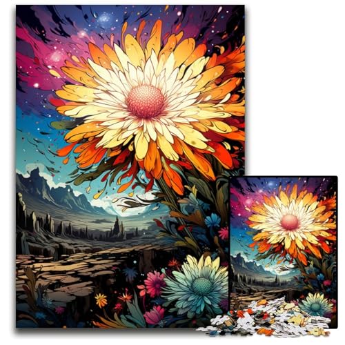 Wunderbare Bunte Gänseblümchen 1000-teiliges Puzzle aus Holz für Erwachsene Familienspaß Aktivität Gehirn-Herausforderung Teenager 1000 Teile (75x50cm) von CYSEHKRBL