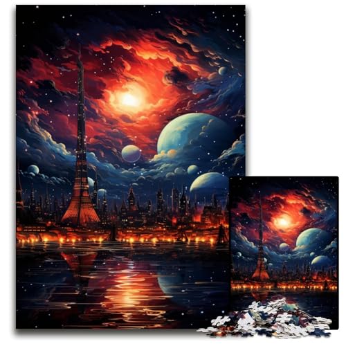 Wunderbares Puzzle mit 1000 Teilen für Erwachsene in der Nachtstadt. Puzzle für Erwachsene für Reiseliebhaber und Paare. Anspruchsvolles Spielzeug. 1000 Teile (38x26cm) von CYSEHKRBL