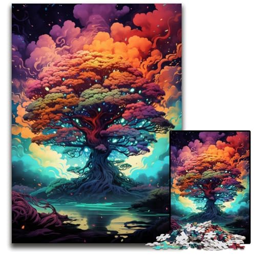 Wunderbares buntes Baum-Puzzle 1000 Teile für Erwachsene. Puzzle für Erwachsene für Reiseliebhaber und Paare. Anspruchsvolles Spielzeug 1000 PCS (75x50cm) von CYSEHKRBL