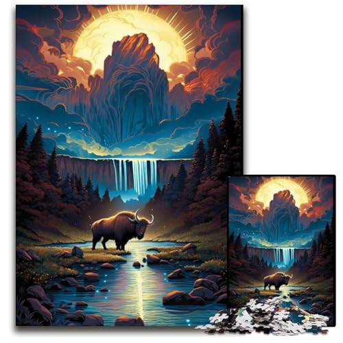 Yellowstone-Nationalpark 1000-teiliges Puzzle für Erwachsene Papierpuzzle Weihnachten Halloween Ostern Neujahr 1000 Teile (38x26cm) von CYSEHKRBL