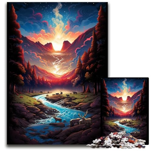 Yellowstone-Nationalpark 1000-teiliges Puzzle für Erwachsene Puzzles für Erwachsene Weihnachten Halloween Ostern Neujahr 1000 Teile (75x50cm) von CYSEHKRBL