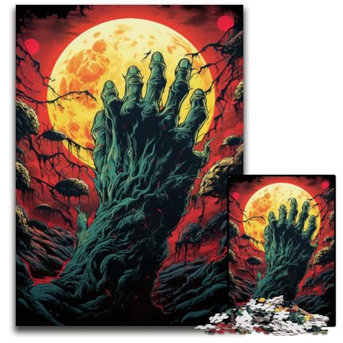 Zombiehände im Mondlicht 1000-teiliges Puzzle für Erwachsene Puzzles für Erwachsene Weihnachten Halloween Ostern Neujahr 1000 Teile (75x50cm) von CYSEHKRBL