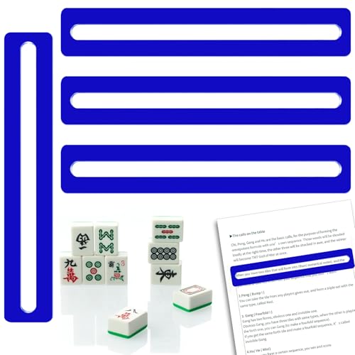 CYUXING 4-teiliger Mahjong-Linienfinder, Mahjong-Kartenlinienführer, helles Acryl-Lesegerät, Lineal, Markierungsstreifen, Tracker, Zubehör, Geschenke für amerikanische Anfänger, Blau von CYUXING