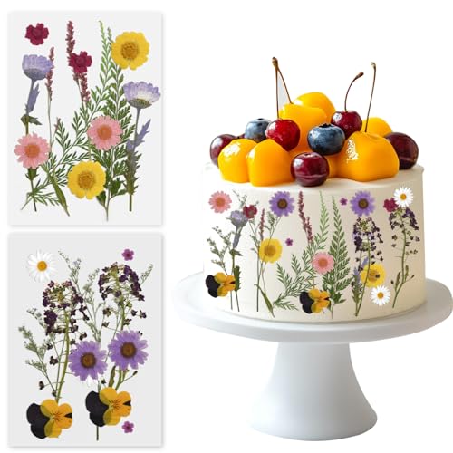 Wildblumen-Kuchenaufsatz, Wildblumen-Motiv, Dekoration mit gepressten Blumen, Babyparty, Blumen-Kuchenaufsatz für Frauen, Hochzeitsfeier-Dekoration, Brautparty, Geburtstagszubehör von CYUXING