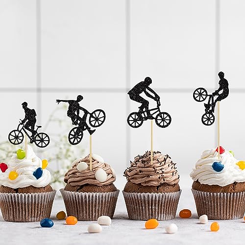 CYUaoao 31 Stücke Fahrrad Kuchen Deko Junge Tortendeko Topper Cupcake Topper Glitter Geburtagsparty Fahrradparty Dekoration Kuchen Deko für Junge Mann von CYUaoao