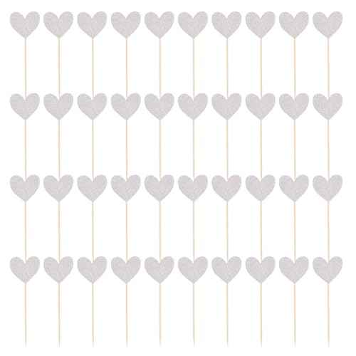 40 Stück Liebe Herz Tortendeko Glitzer Love Heart Cupcake Toppers Frohen Valentinstag Kuchen Deko,Glitter Herz Cupcake,für Muffins Dekorationen Hochzeit Party Jahrestag Valentinstag Kuchendeko (Rosa) von CYXZMYA