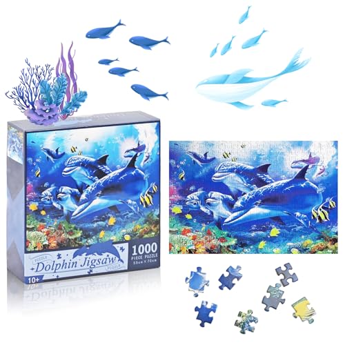 1000 Teile Tierform Puzzleteile, 50 x 70cm Puzzle für Erwachsene, Papier Delfin Einzigartige Puzzle, Farbe Bildung Ocean Puzzle, Beliebt Lustiges Puzzle, Anspruchsvolle Puzzle für Heim Dekor Geschenke 1000 Teile Tierform Puzzleteile, 50 x 70cm Puzzle für Erwachsene, Papier Delfin Einzigartige Puzzle, Farbe Bildung Ocean Puzzle, Beliebt Lustiges Puzzle, Anspruchsvolle Puzzle für Heim Dekor Geschenke von CYZBL
