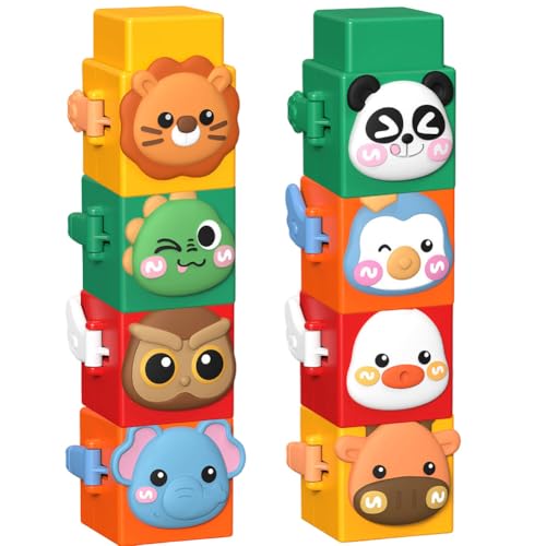 CYZJPRVN 8Pcs Baby Spielzeug, Tier-Bausteine zum Stapeln und Sammeln mit Bewegungseffekt, Montessori Spielzeug für Kinder ab 3 Jahre, Lernen Sensorische für Jungen Mädchen Geschenke von CYZJPRVN