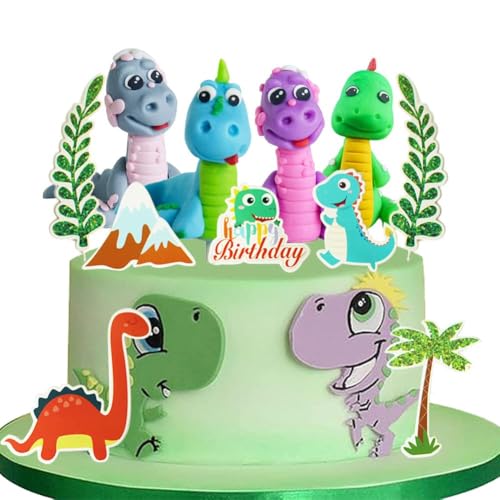 11 Stück Kuchendeko Dino Tortendeko Dinosaurier Set, Dinosaurier Cake Topper Dinosaurier Kuchenaufsatz Geburtstag, für Kinder Jungen Party Geburtstag Deko Muffin Kuchenaufsätze von CYZJPRVN