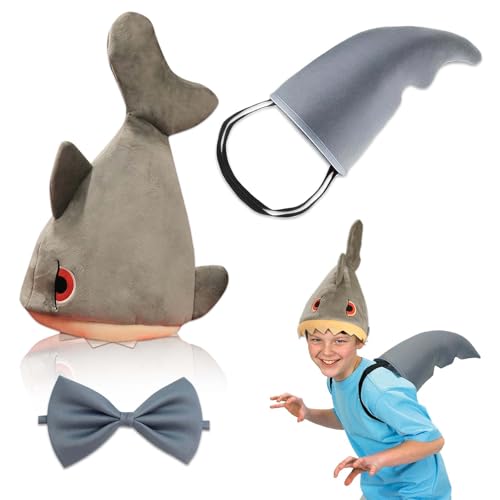 CZAYEFNH Hai Kostüm Set - Propeller Mütze und Joker Kostüm, Perfekt für Herren und junge Menschen - Bequeme und Wiederbenutzbare Shark Costume Accessoires von CZAYEFNH