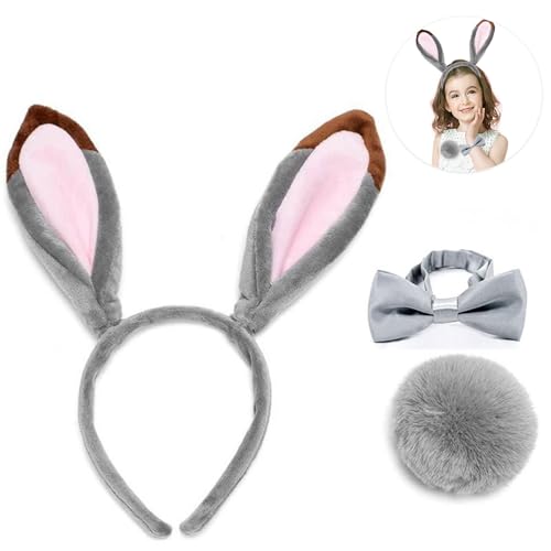CZAYEFNH Hasenohren Kostüm Set - Bezauberndes Häschen-Outfit mit Ohren, Krawatte & Schwanz für Ihre Halloween Party CZAYEFNH Hasenohren Kostüm Set - Bezauberndes Häschen-Outfit mit Ohren, Krawatte & Schwanz für Ihre Halloween Party von CZAYEFNH