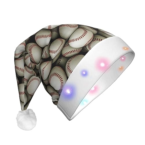 CZDBNLHF Baseball-Druck Erwachsene Plüsch Leuchtende Weihnachtsmütze - Lebendiges Volldruck-Design von CZDBNLHF