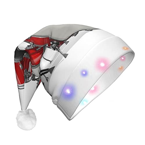 CZDBNLHF Coole Schlagzeug-Druck-Weihnachtsmütze für Erwachsene, Plüsch, leuchtendes Volldruck-Design von CZDBNLHF