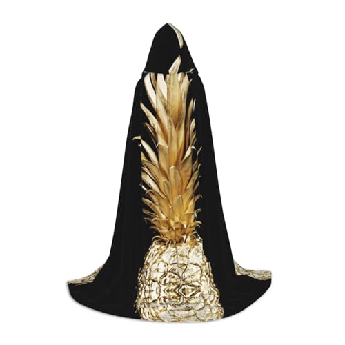 CZDBNLHF Halloween-Umhang mit goldenem Ananas-Druck, gruseliges Kostümzubehör für ein unvergessliches Halloween CZDBNLHF Halloween-Umhang mit goldenem Ananas-Druck, gruseliges Kostümzubehör für ein unvergessliches Halloween von CZDBNLHF