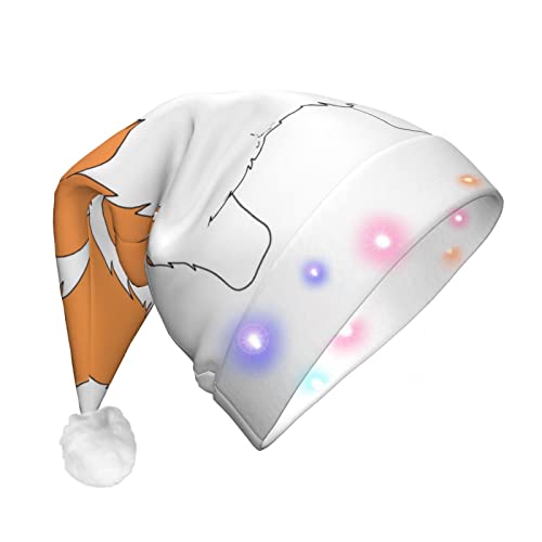 CZDBNLHF Lustige Corgi Butt brauner Druck Erwachsene Plüsch beleuchtete Weihnachtsmütze – lebendiges Volldruck-Design von CZDBNLHF