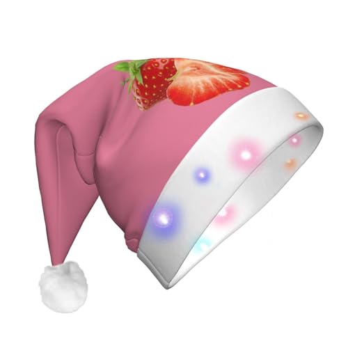 CZDBNLHF Weihnachtsmütze für Erwachsene, Motiv: frische Erdbeere, Plüsch, leuchtend, vollflächig bedruckt von CZDBNLHF