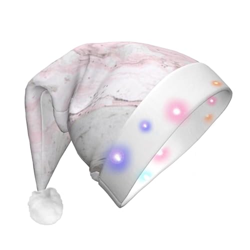 CZDBNLHF Weihnachtsmütze für Erwachsene, Motiv: rosa abstrakte Tinte, Marmor, Grau, künstlerischer Druck, Plüsch, beleuchtet, lebendiges Volldruck-Design von CZDBNLHF