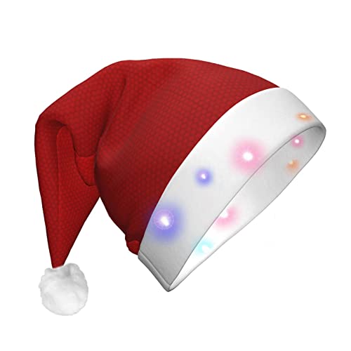 CZDBNLHF Weihnachtsmütze für Erwachsene, Plüsch, beleuchtet, Rot gestreift, lebendiges Volldruck-Design von CZDBNLHF