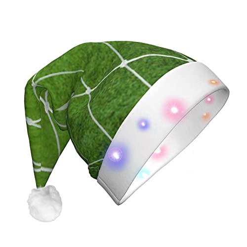 CZDBNLHF Weihnachtsmütze mit Fußball-Aufdruck für Erwachsene, Plüsch, leuchtendes Volldruck-Design von CZDBNLHF
