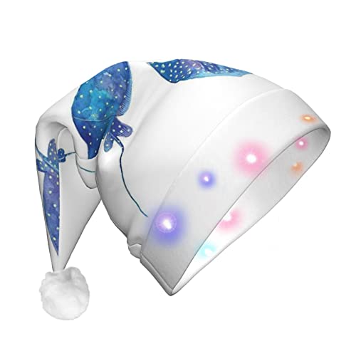CZDBNLHF Weihnachtsmütze mit Meerestieren, Stachelrochenmuster, für Erwachsene, Plüsch, leuchtendes Volldruck-Design von CZDBNLHF