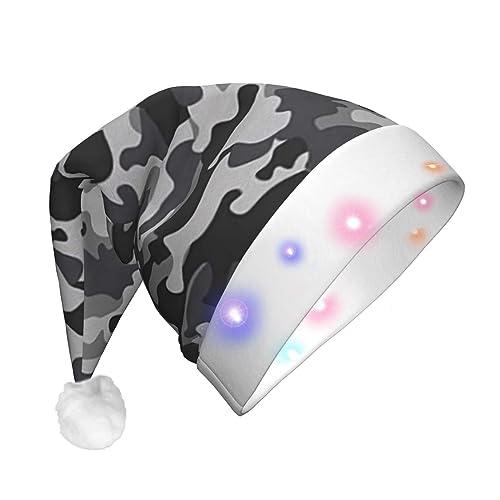 CZDBNLHF Weihnachtsmütze mit abstraktem Camouflage-Druck, für Erwachsene, Plüsch, leuchtendes Volldruck-Design von CZDBNLHF