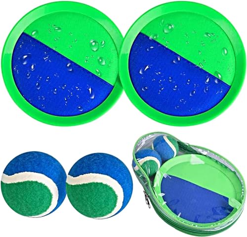 CZMAO Klettballspiel für Kinder Set 2 Schläger, 2 Bälle und 1 Aufbewahrungstasche, Strandspielzeug Klettball Wasserdicht Outdoor Gartenspiele Spielzeug draußen Kinder ab 3 4 5 6 Jahr Strandspiele von CZMAO