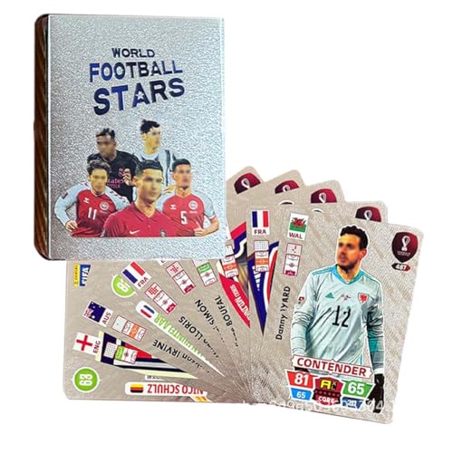 2025 Limited Edition Set - 55 Silberfolienkarten Weltmeisterschaft Fußballstar 2025 Karten | Premier League & UEFA Fußballkarten | Silberne Fußballkarten in Sammlerdose für Fußball F von CZNBZIU